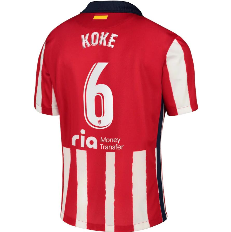 Atlético de Madrid Home Kit Soccer Jersey with Koke 6 printing 2020/21